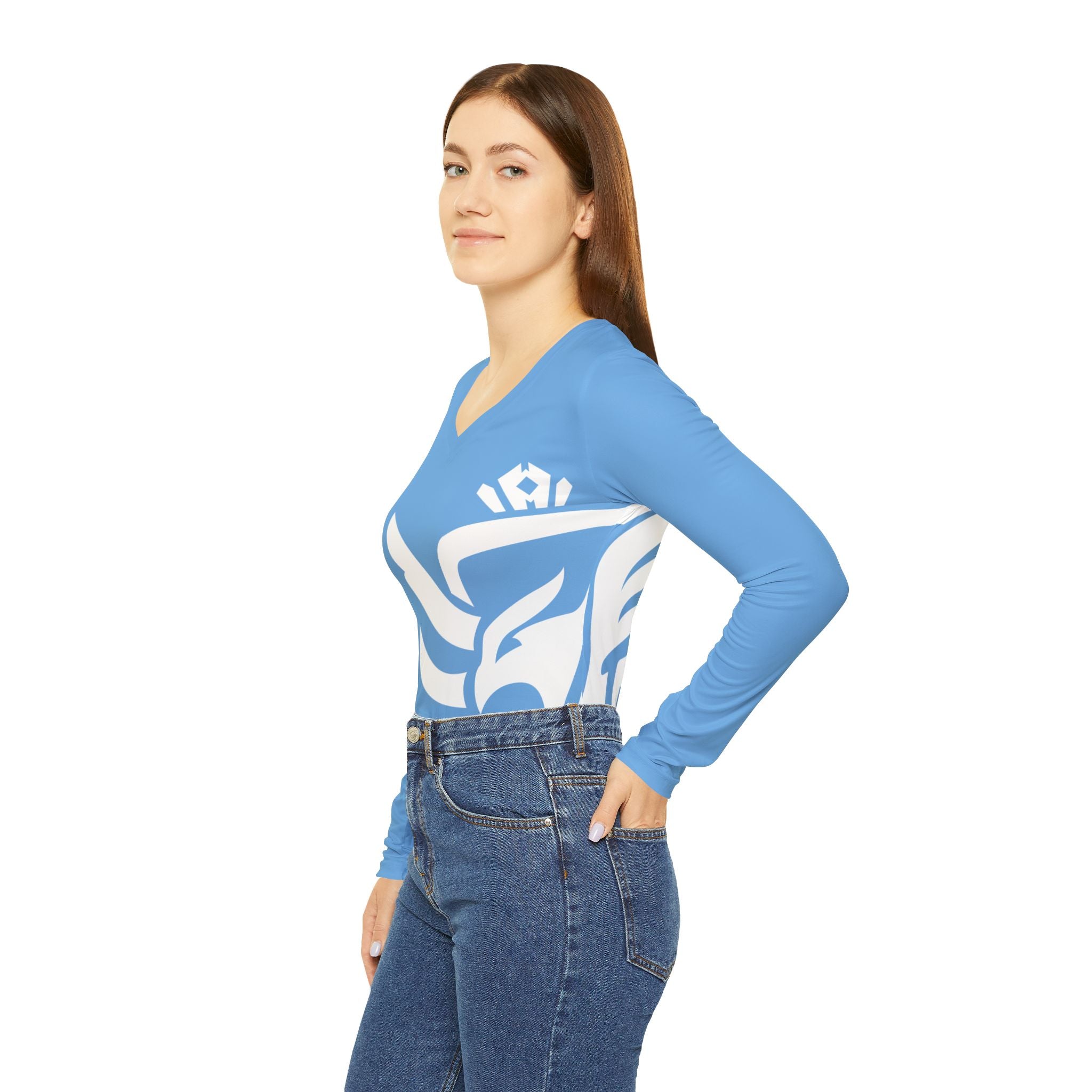 Women's Royal Sparrow Long Sleeve V-neck Shirt