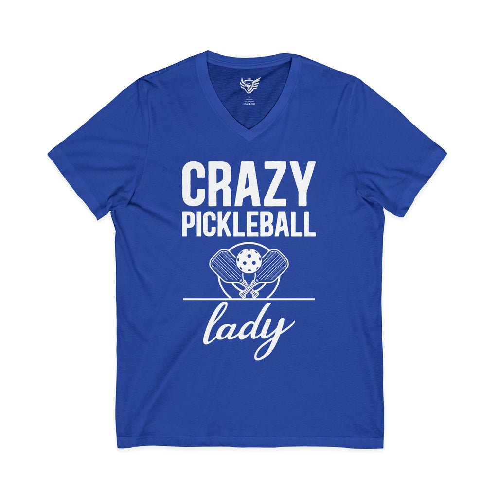 Crazy Pickleball Lady Jersey Short Sleeve V-Neck Tee