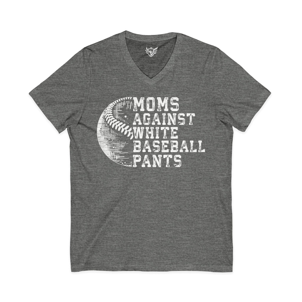 Mom's Against White Baseball Pants Jersey Short Sleeve V-Neck Tee