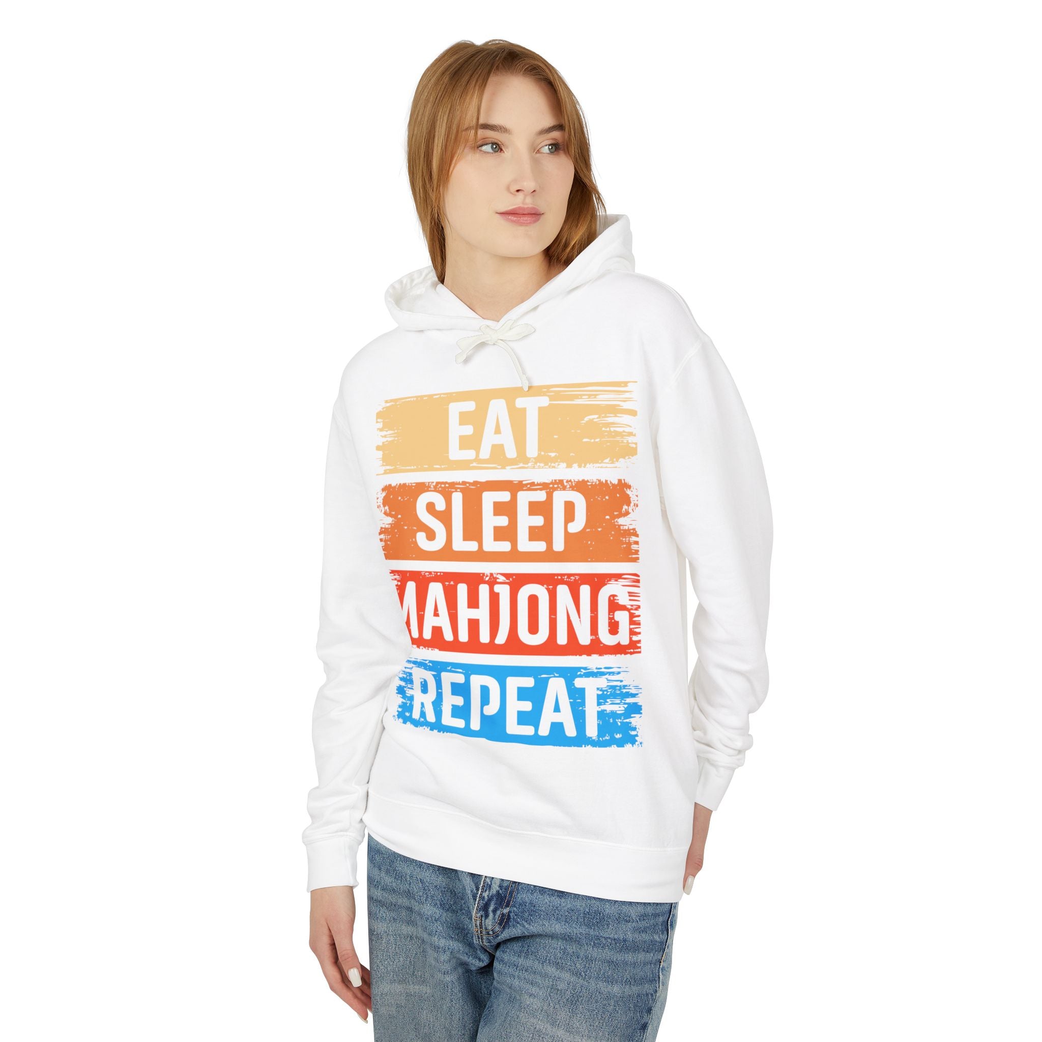 Eat Sleep Mahjong Repeat Lightweight Hooded Sweatshirt