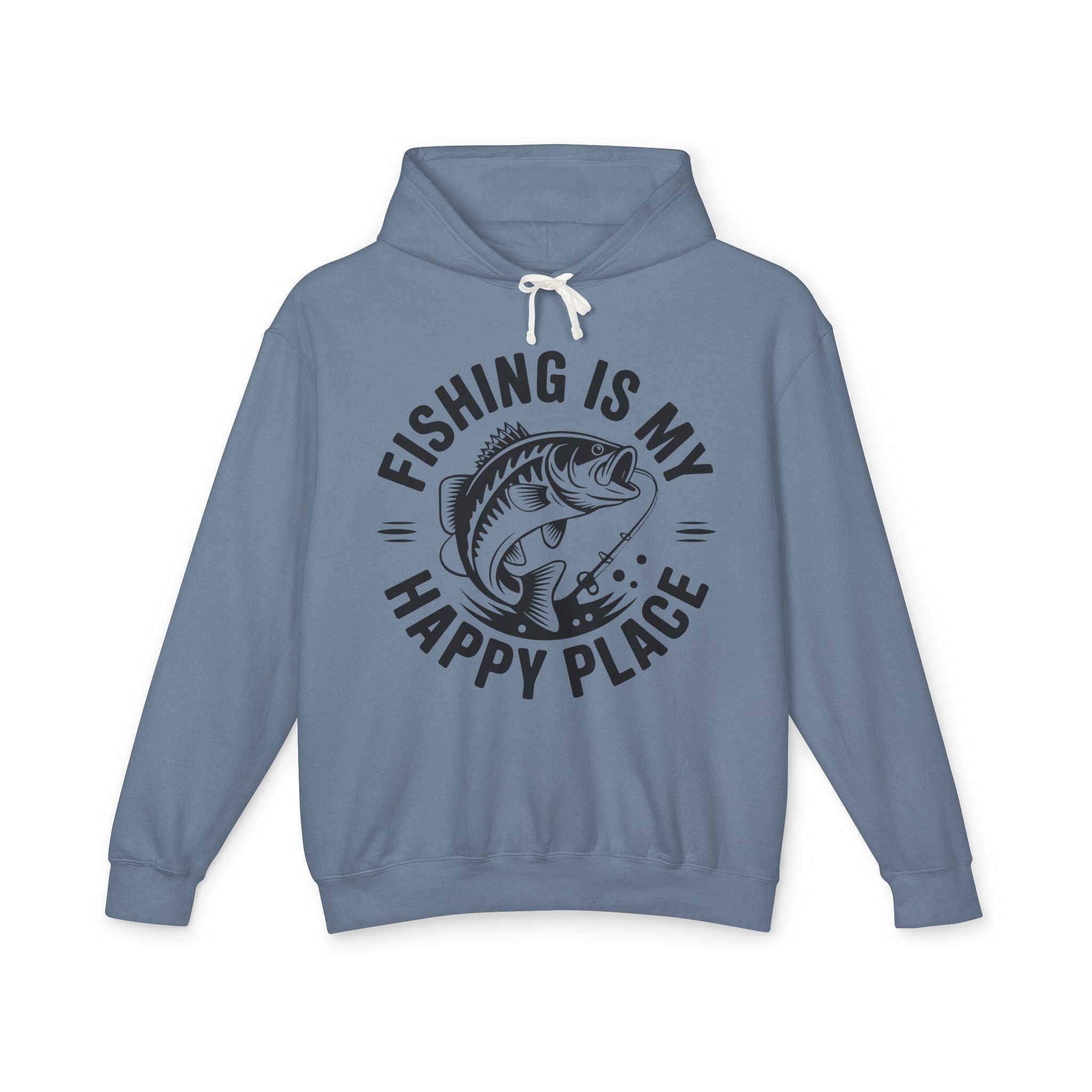 Fishing Is My Happy Place Lightweight Hooded Sweatshirt