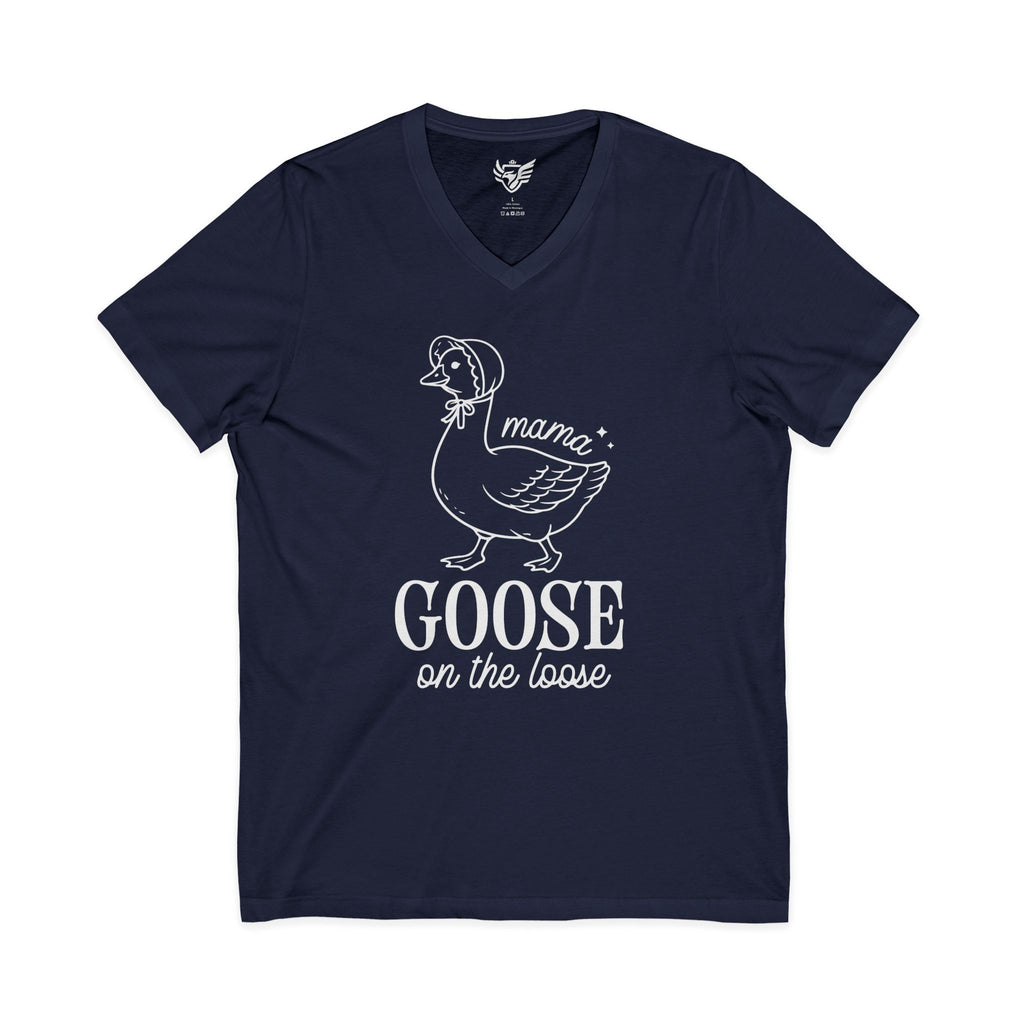 Mama Goose on the Loose Jersey Short Sleeve V-Neck Tee