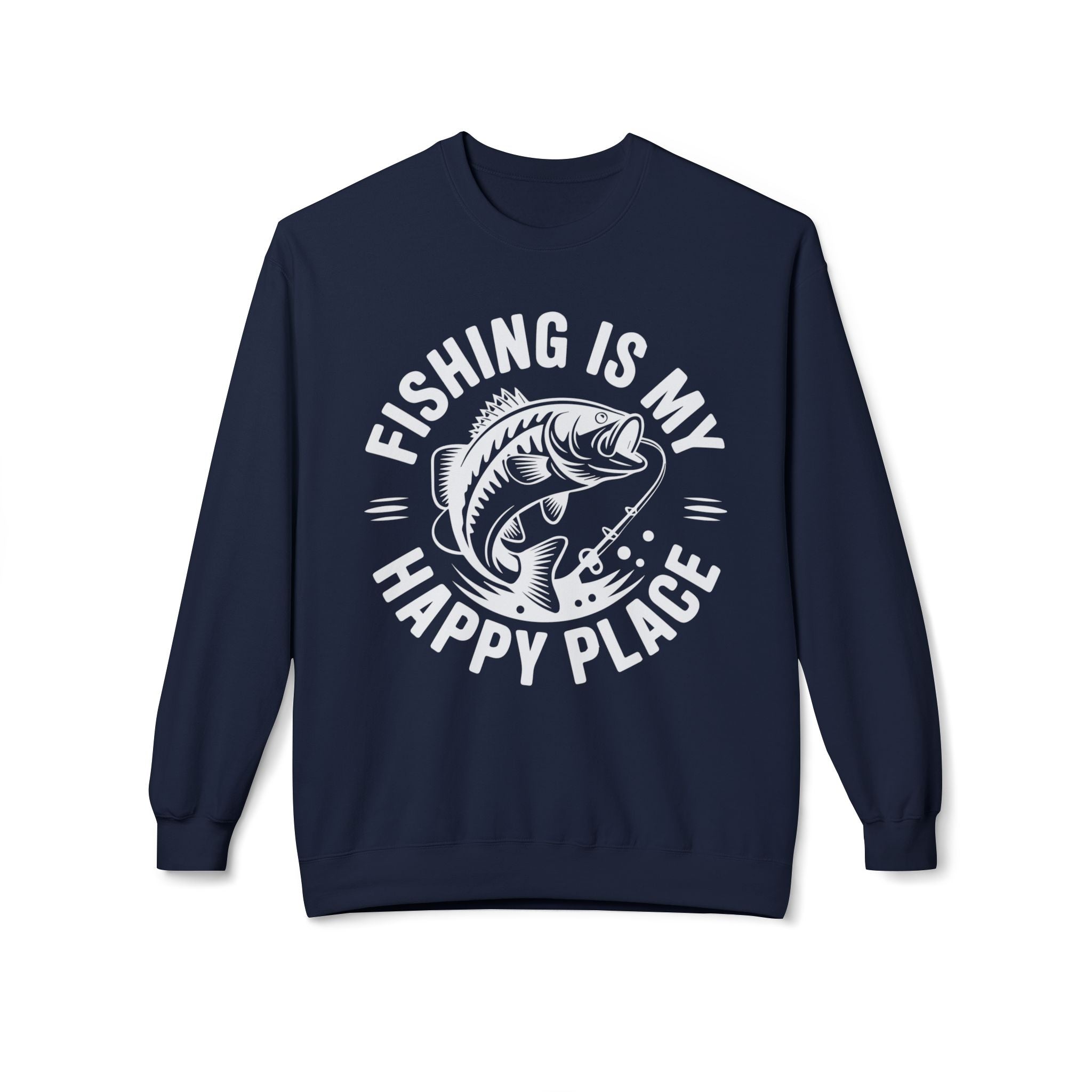 Fishing Is My Happy Place Midweight Softstyle Fleece Crewneck Sweatshirt