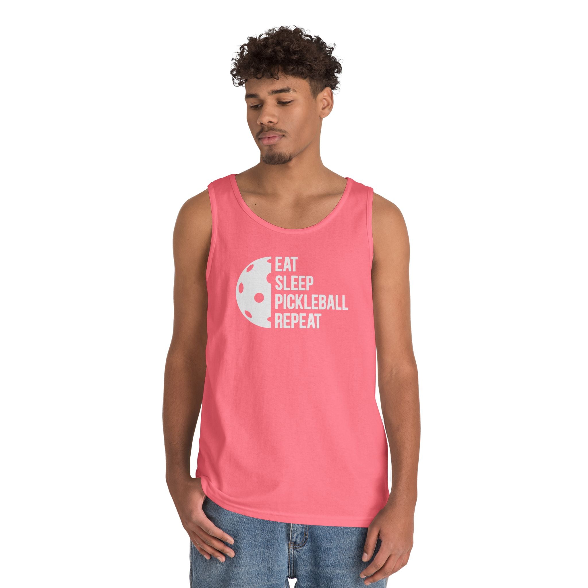 Eat Sleep Pickleball Heavy Cotton Tank Top