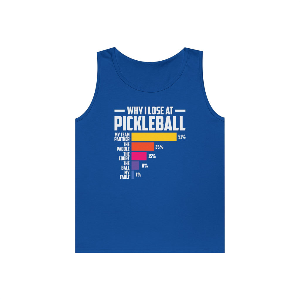 Why I Lose At Pickleball Heavy Cotton Tank Top