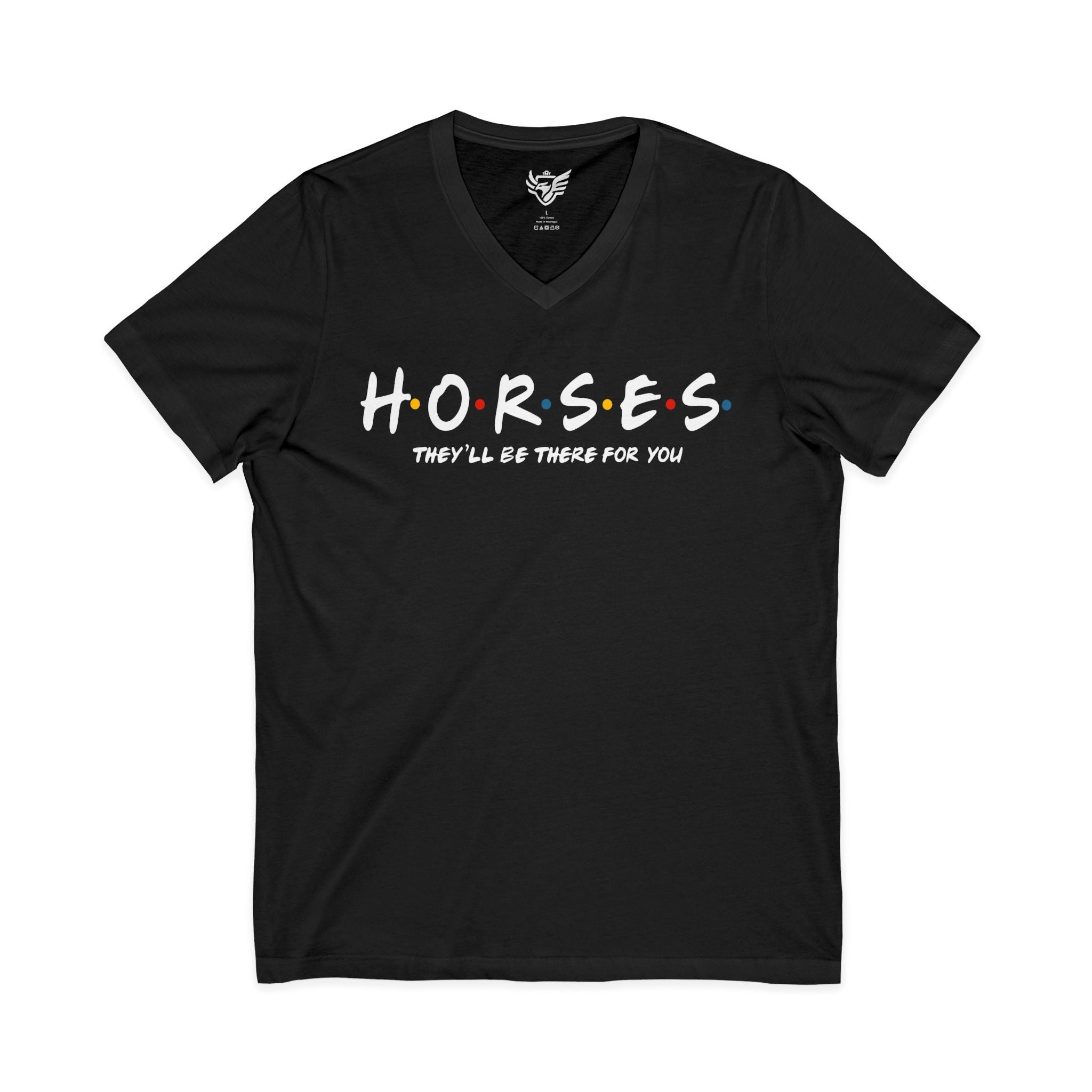 Horses, Friends Theme Jersey Short Sleeve V-Neck Tee