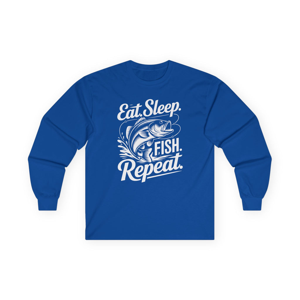 Eat Sleep Fish Repeat Cotton Long Sleeve Tee