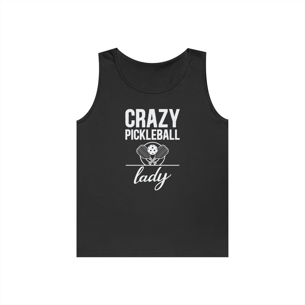 Crazy Pickleball Lady Heavy Cotton Tank Top