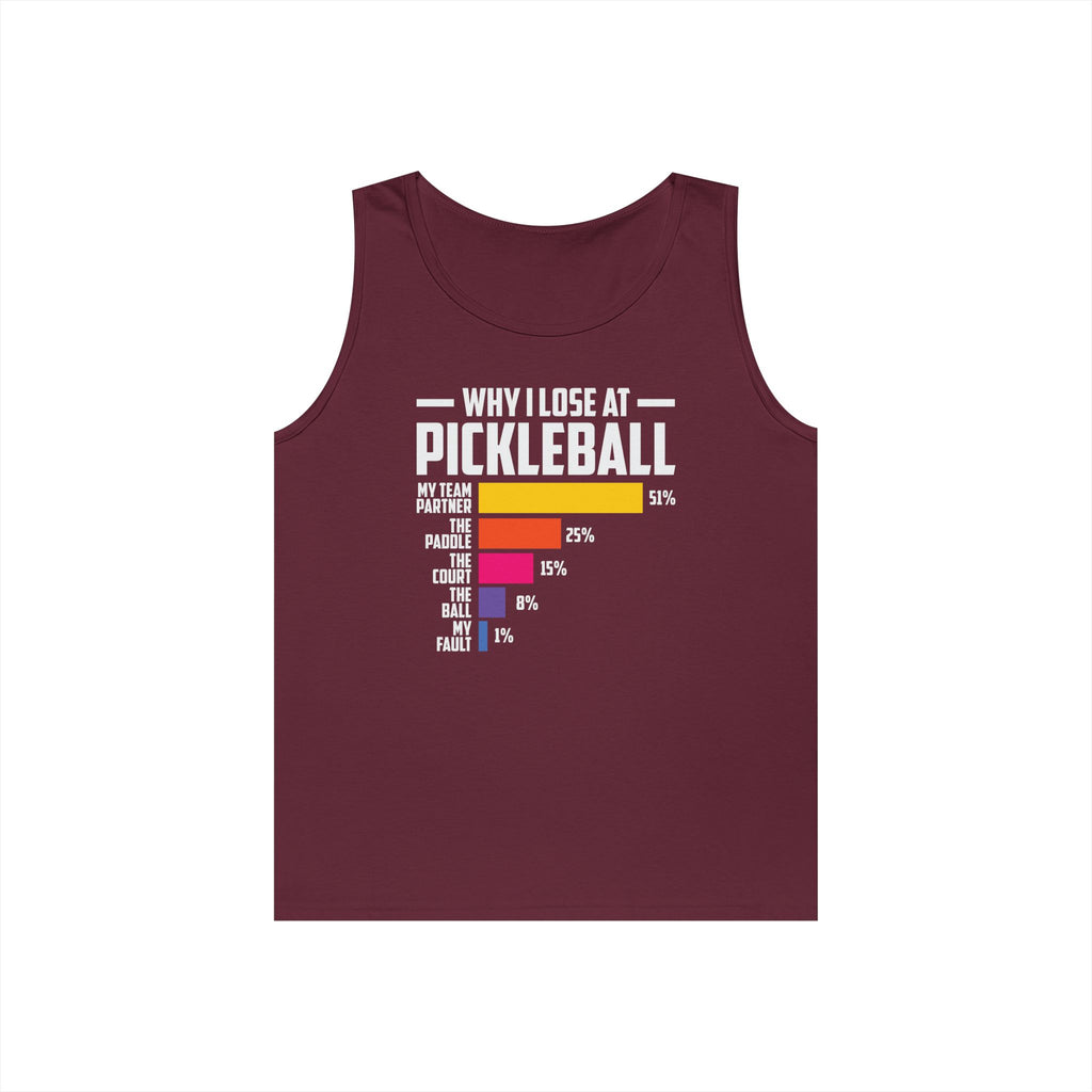 Why I Lose At Pickleball Heavy Cotton Tank Top