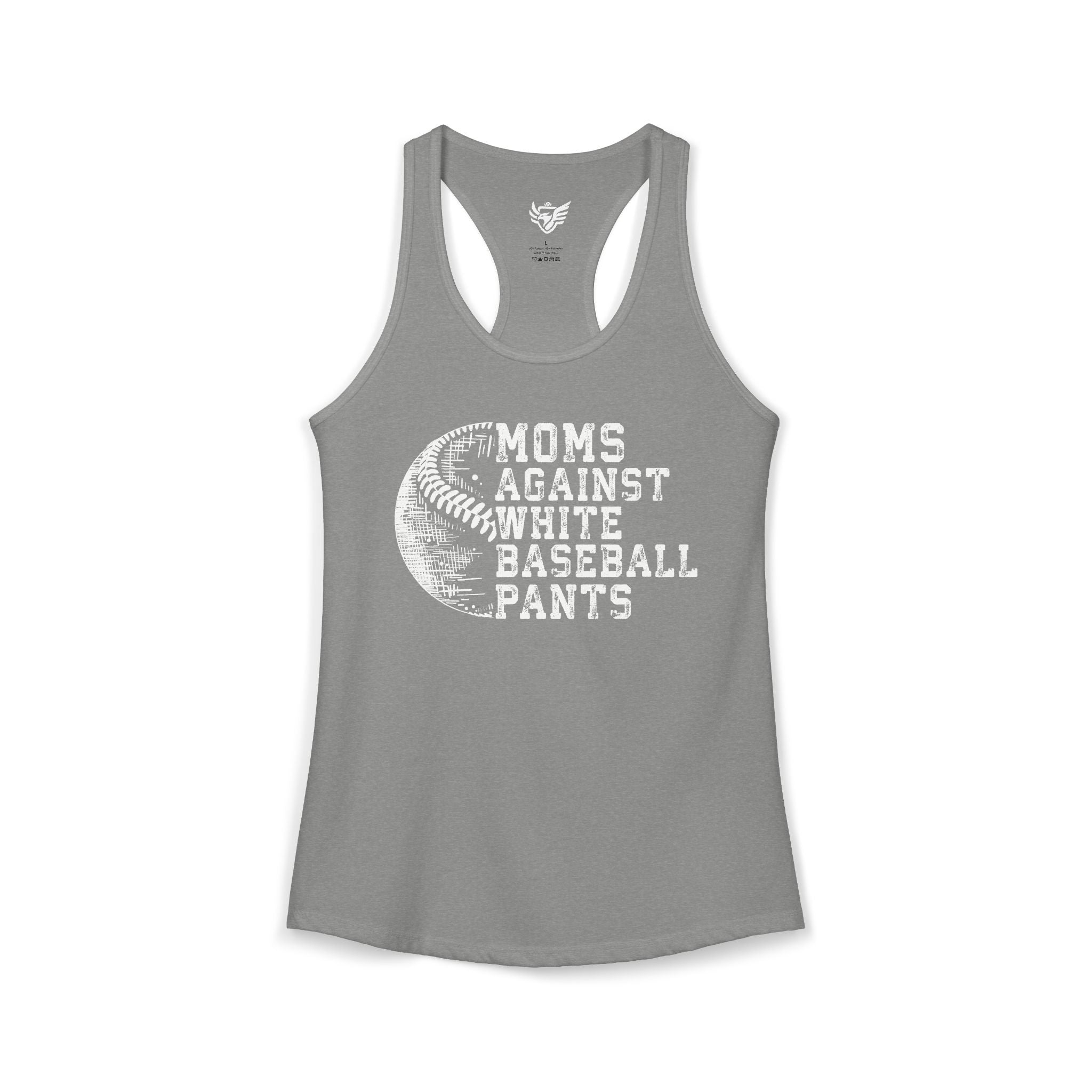 Mom's Against White Baseball Pants Ideal Racerback Tank