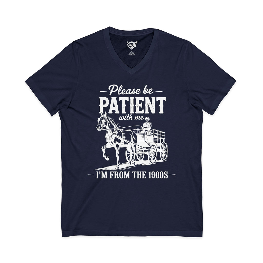 Patience Please Jersey Short Sleeve V-Neck Tee