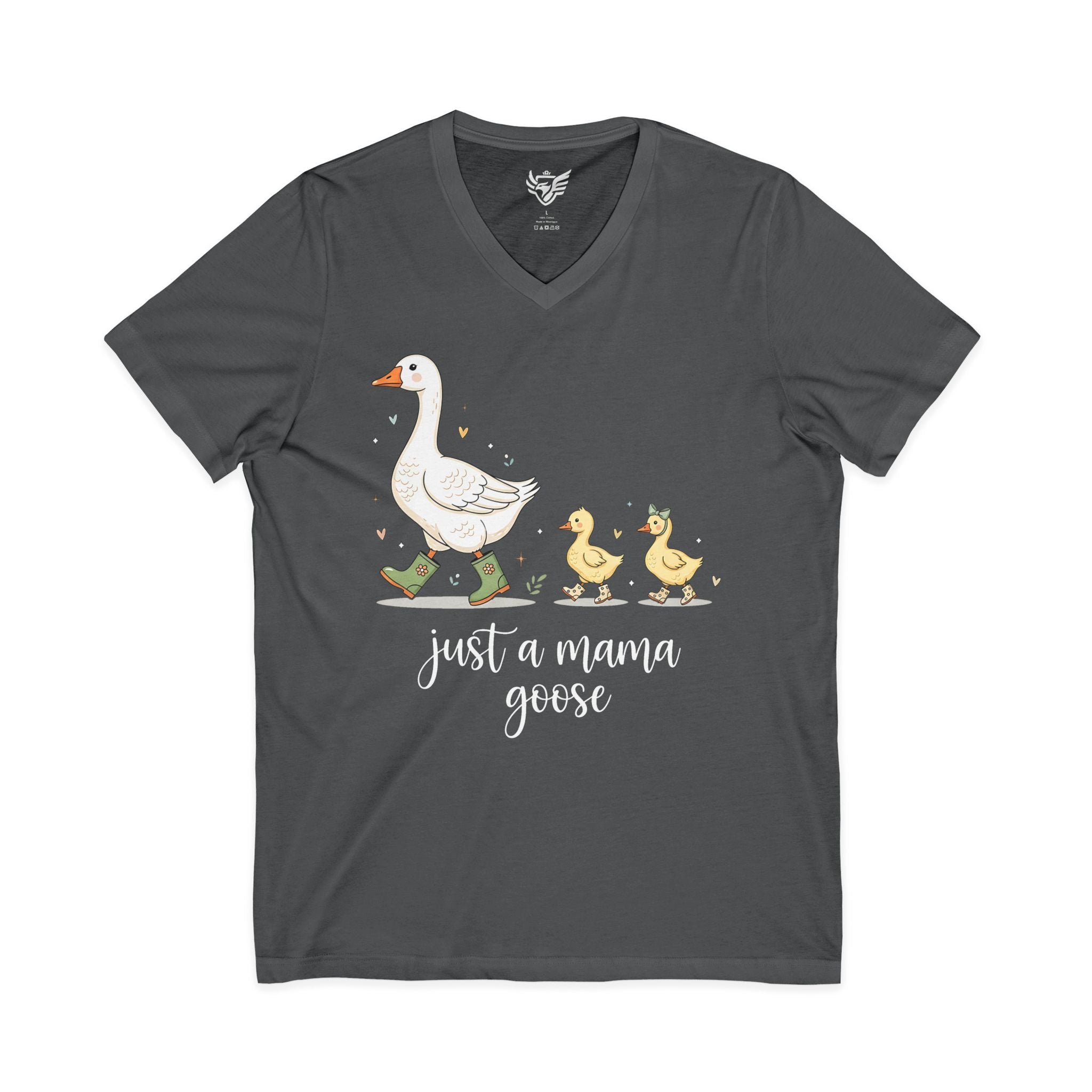 Just A Momma Goose Jersey Short Sleeve V-Neck Tee