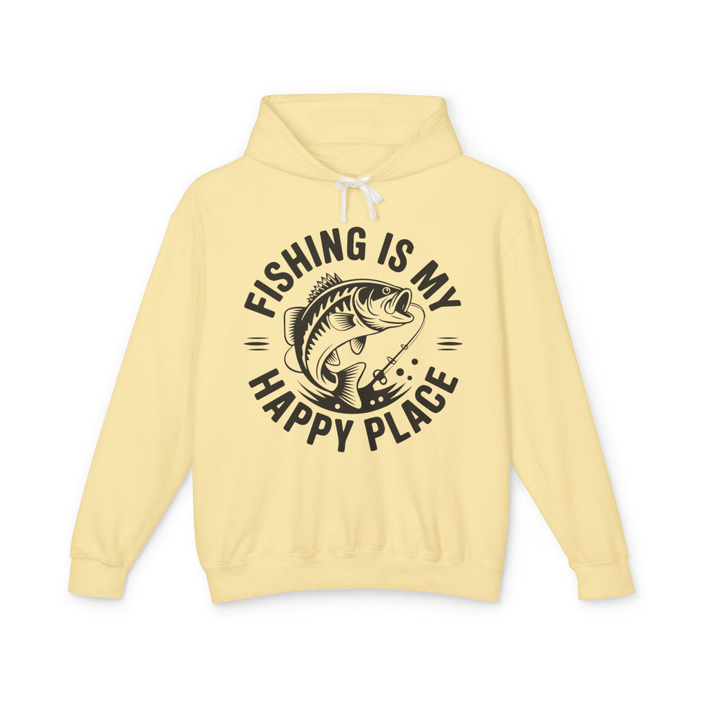 Fishing Is My Happy Place Lightweight Hooded Sweatshirt