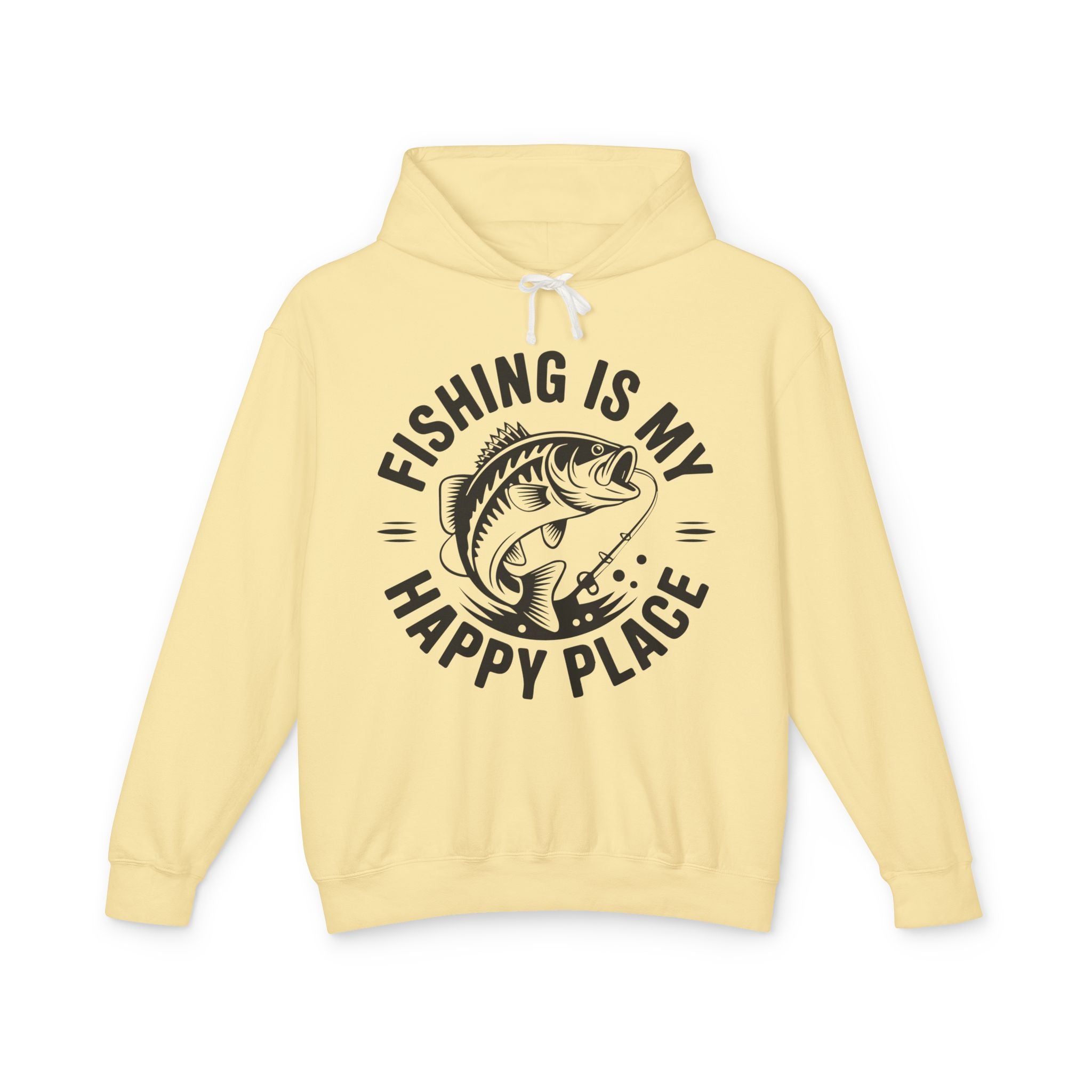 Fishing Is My Happy Place Lightweight Hooded Sweatshirt