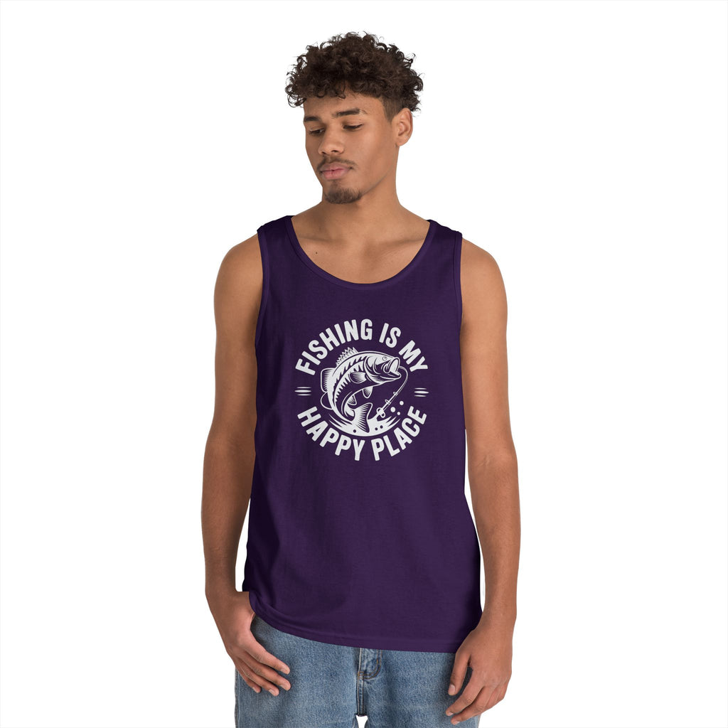 Fishing Is My Happy Place Heavy Cotton Tank Top
