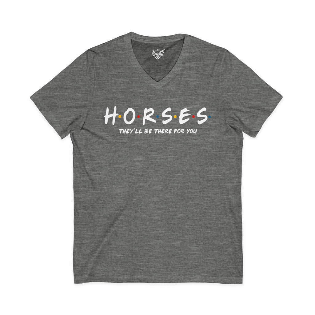 Horses, Friends Theme Jersey Short Sleeve V-Neck Tee