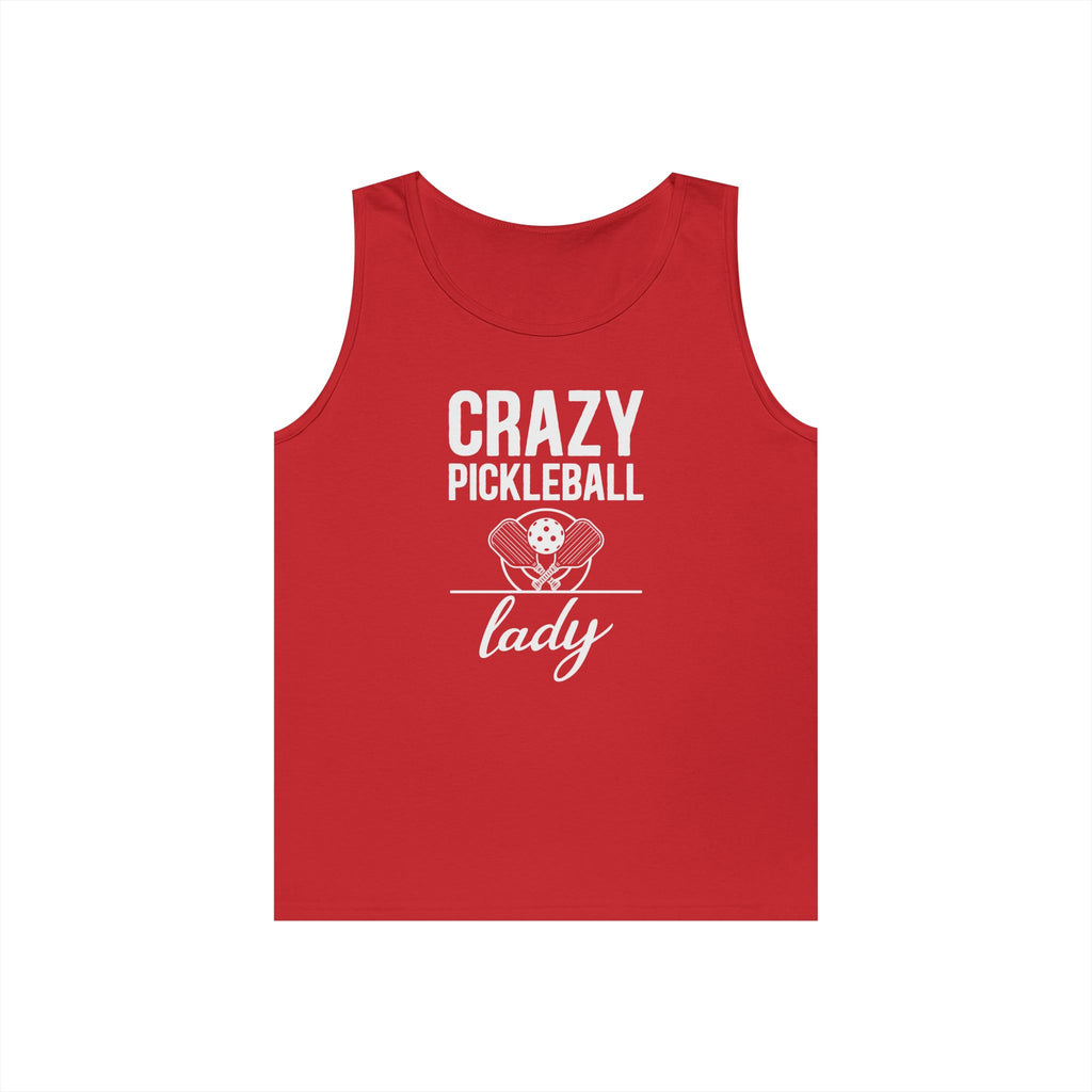 Crazy Pickleball Lady Heavy Cotton Tank Top