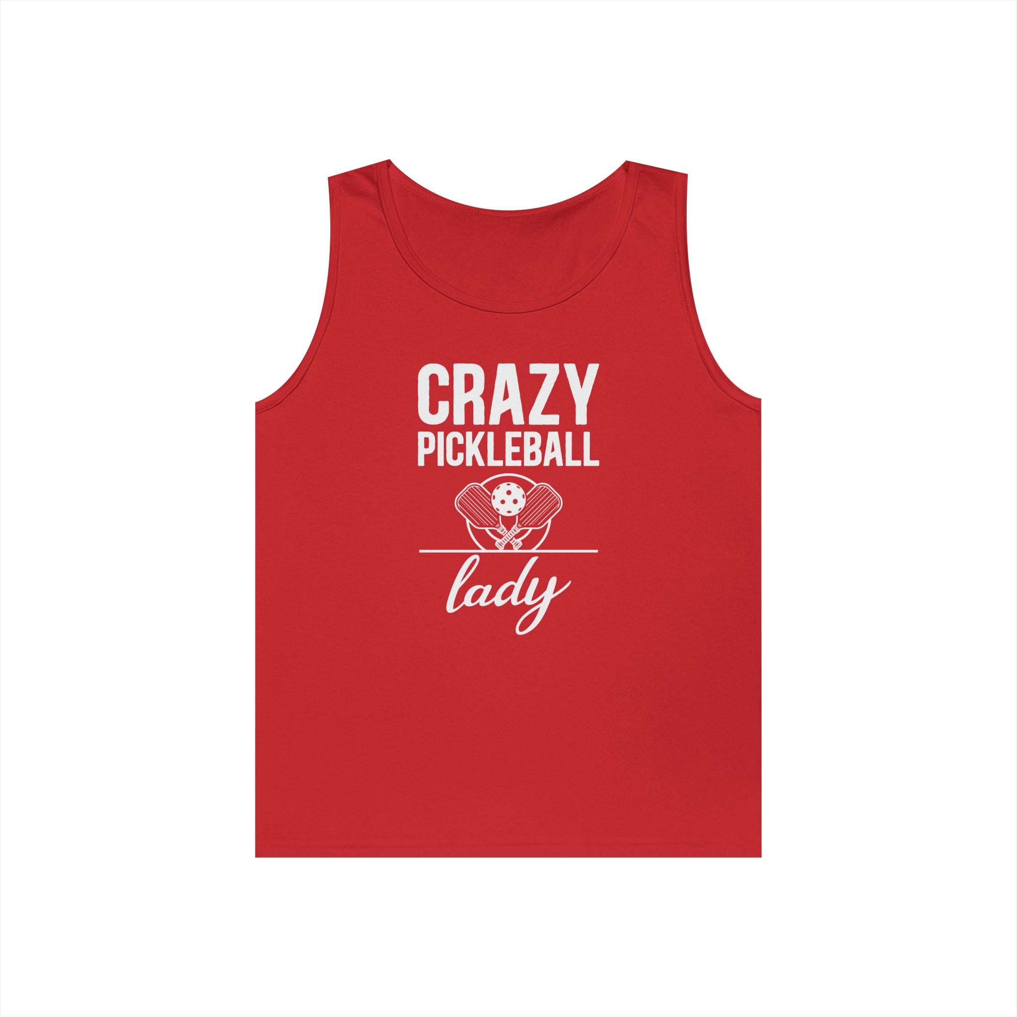 Crazy Pickleball Lady Heavy Cotton Tank Top