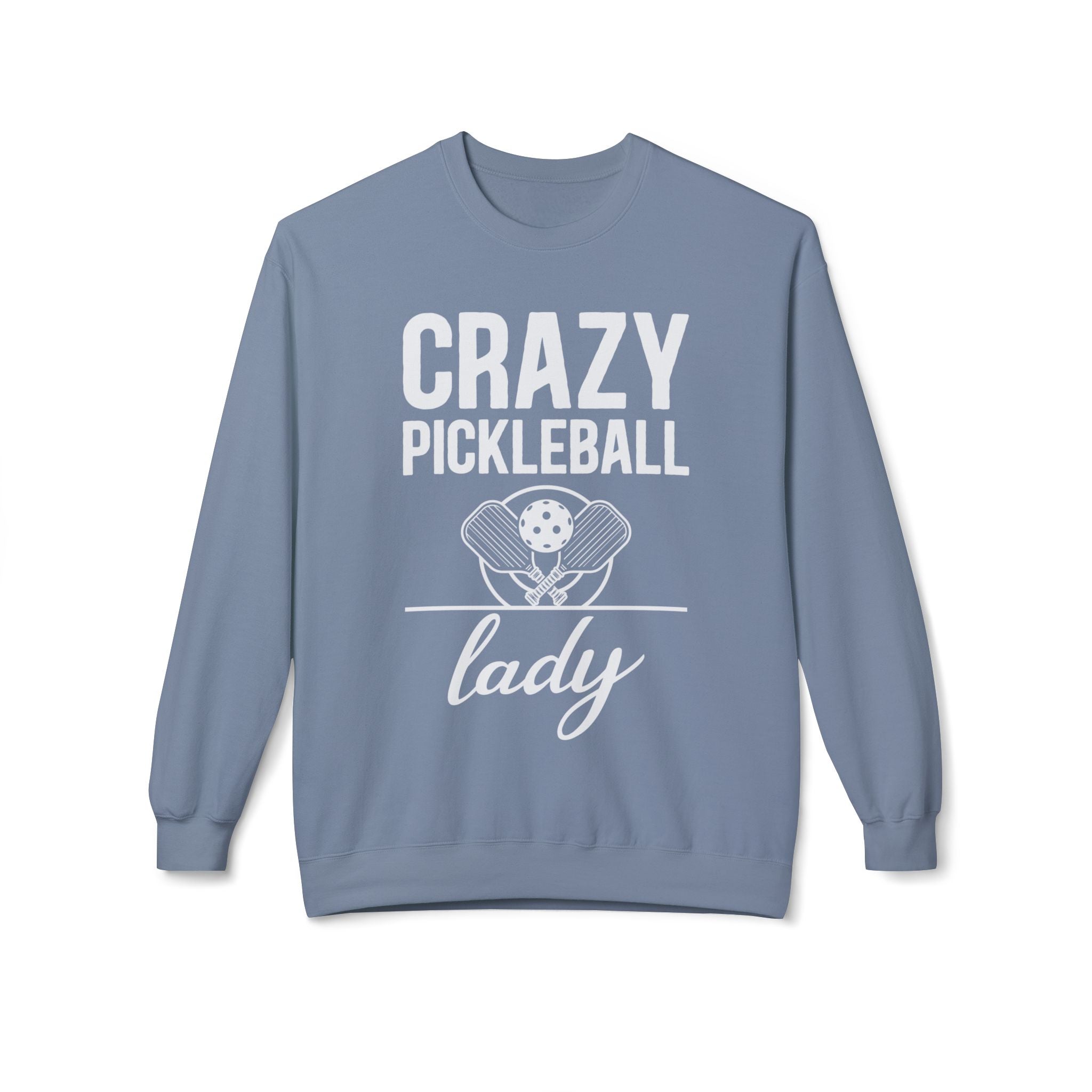Crazy Pickleball Lady Midweight Softstyle Fleece Crewneck Sweatshirt