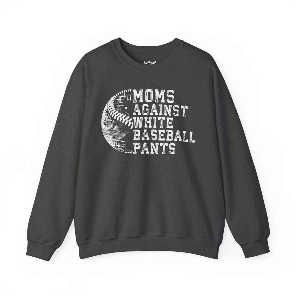 Mom's Against White Baseball Pants Heavy Blend™ Crewneck Sweatshirt