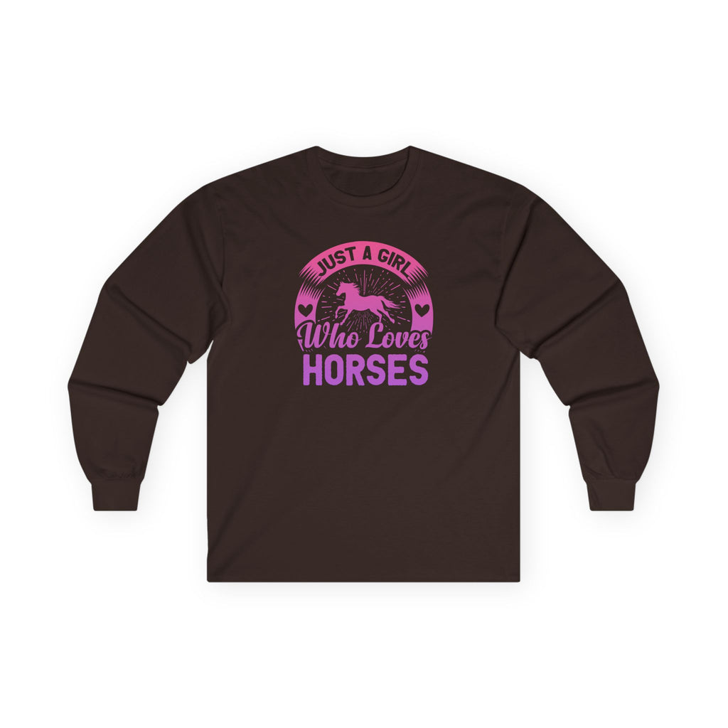 Just a Girl Who Loves Horses Cotton Long Sleeve Tee