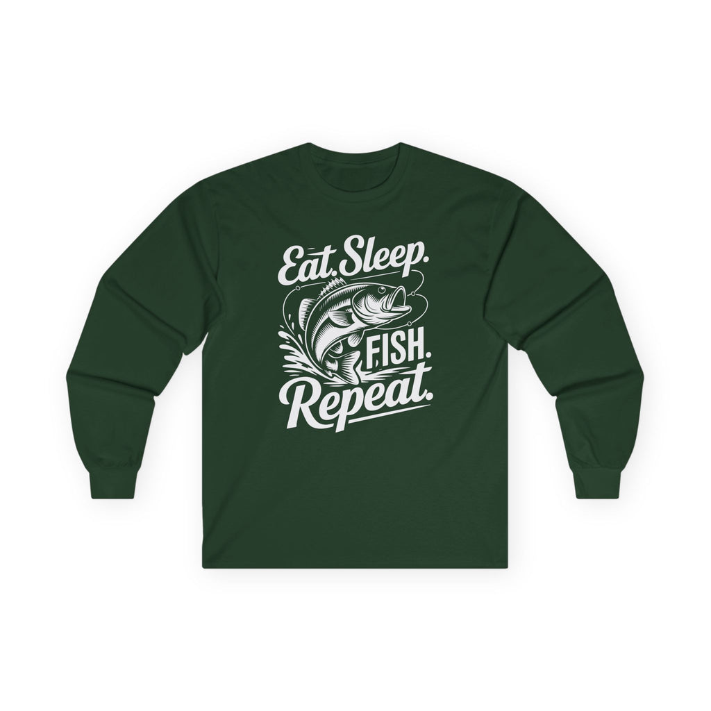 Eat Sleep Fish Repeat Cotton Long Sleeve Tee