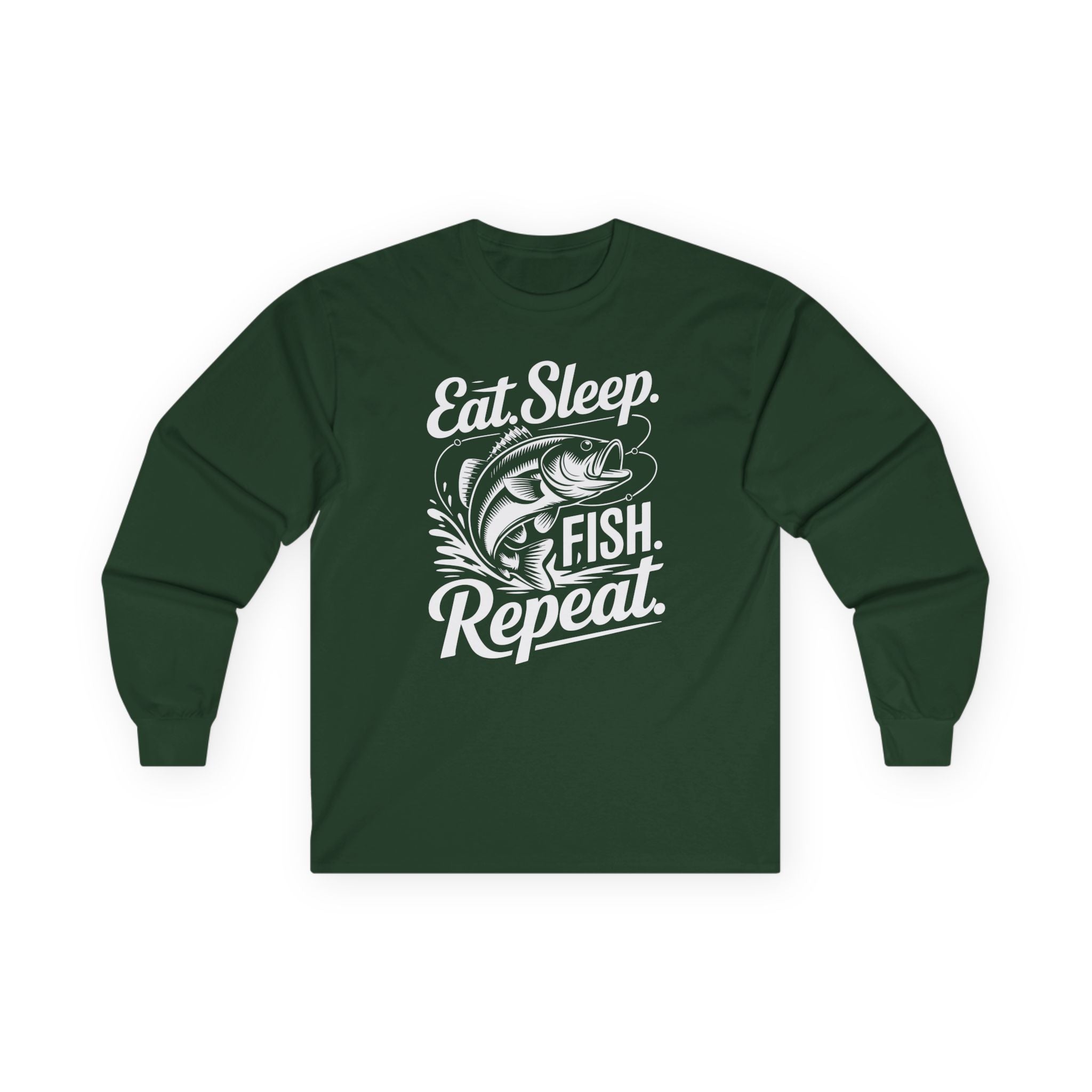 Eat Sleep Fish Repeat Cotton Long Sleeve Tee