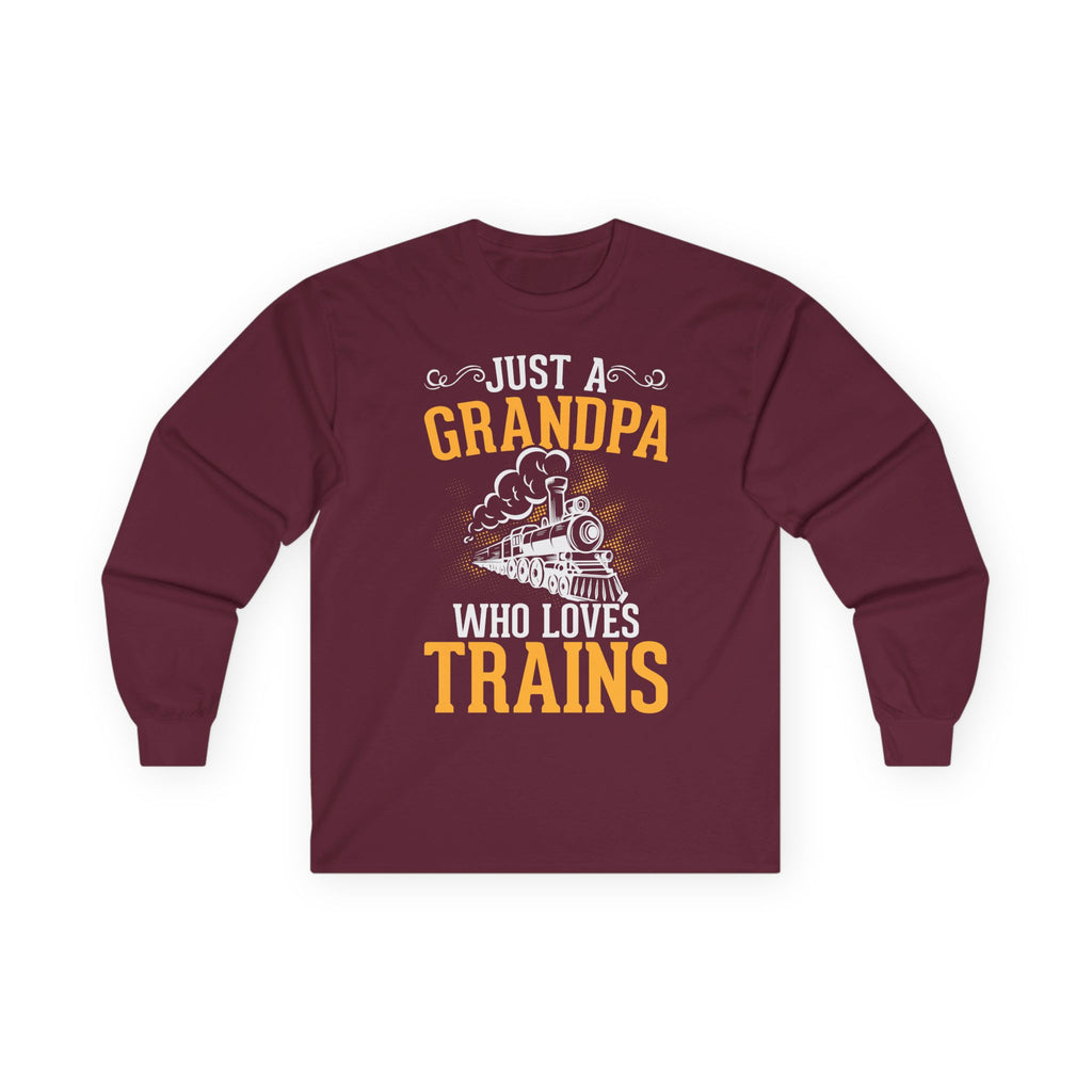 Train Lover Grandpa Cotton Long Sleeve Tee