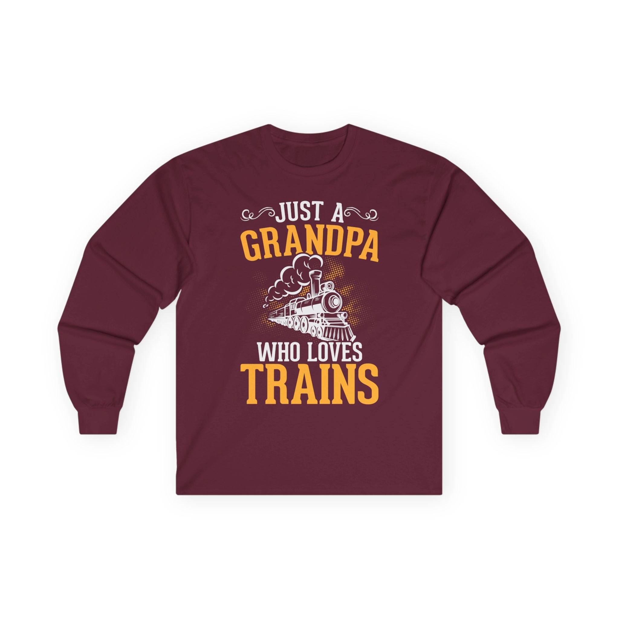 Train Lover Grandpa Cotton Long Sleeve Tee