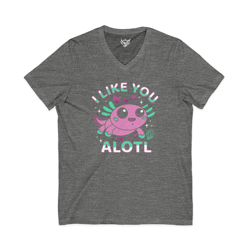 I Like You Alotl Jersey Short Sleeve V-Neck Tee
