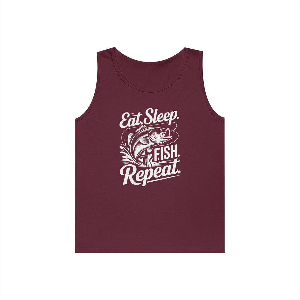 Eat Sleep Fish Repeat Heavy Cotton Tank Top