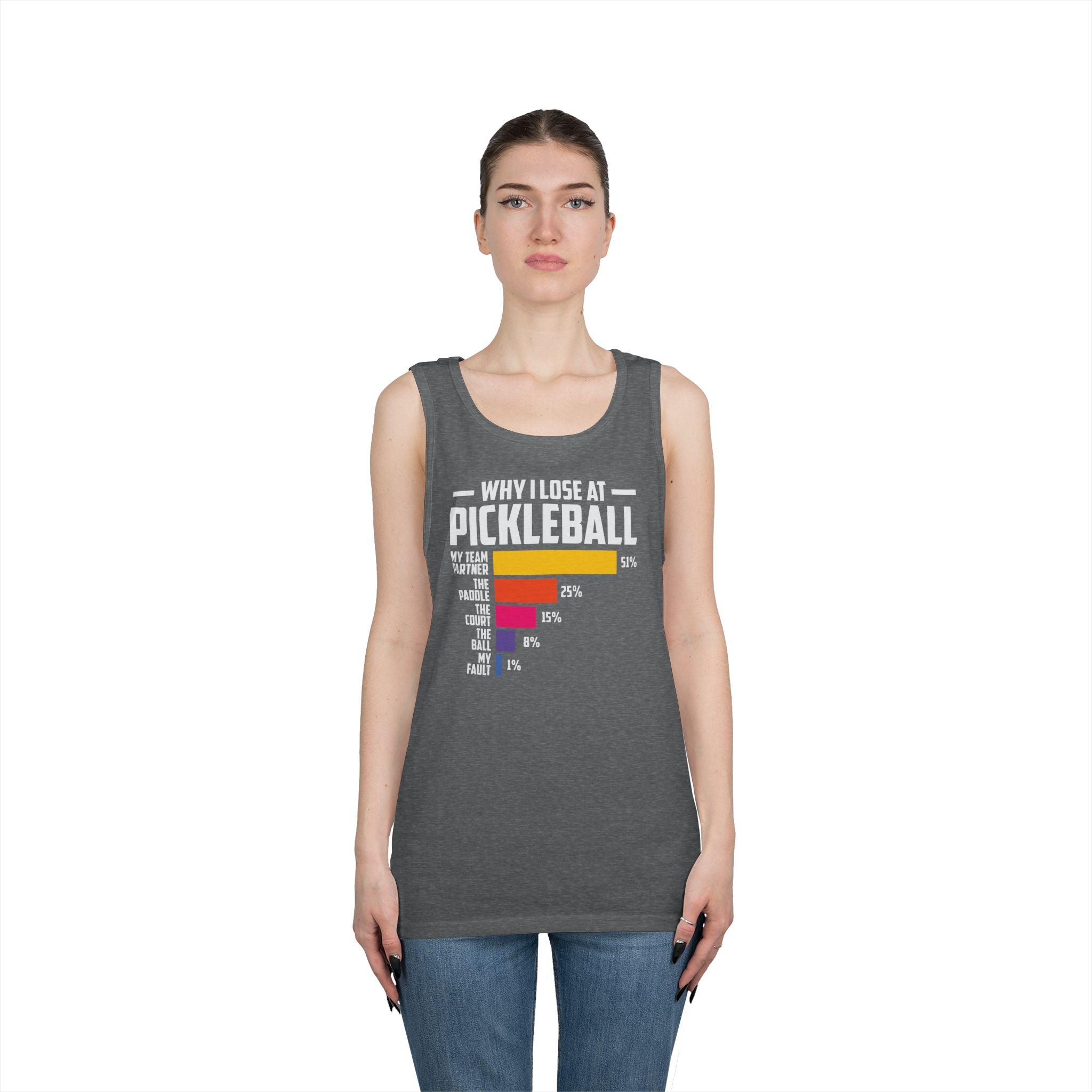 Why I Lose At Pickleball Heavy Cotton Tank Top