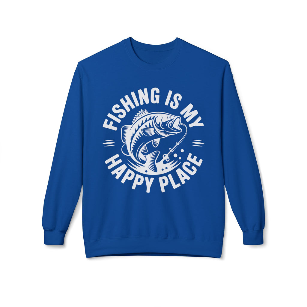 Fishing Is My Happy Place Midweight Softstyle Fleece Crewneck Sweatshirt