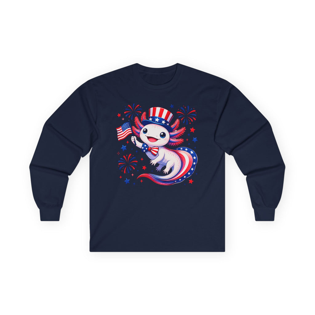 Patriotic Axolotl Cotton Long Sleeve Tee