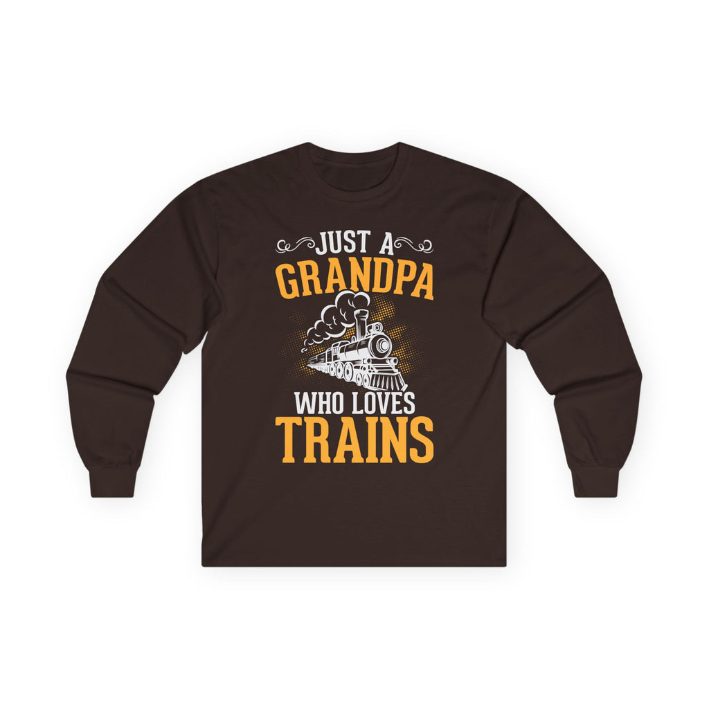 Train Lover Grandpa Cotton Long Sleeve Tee
