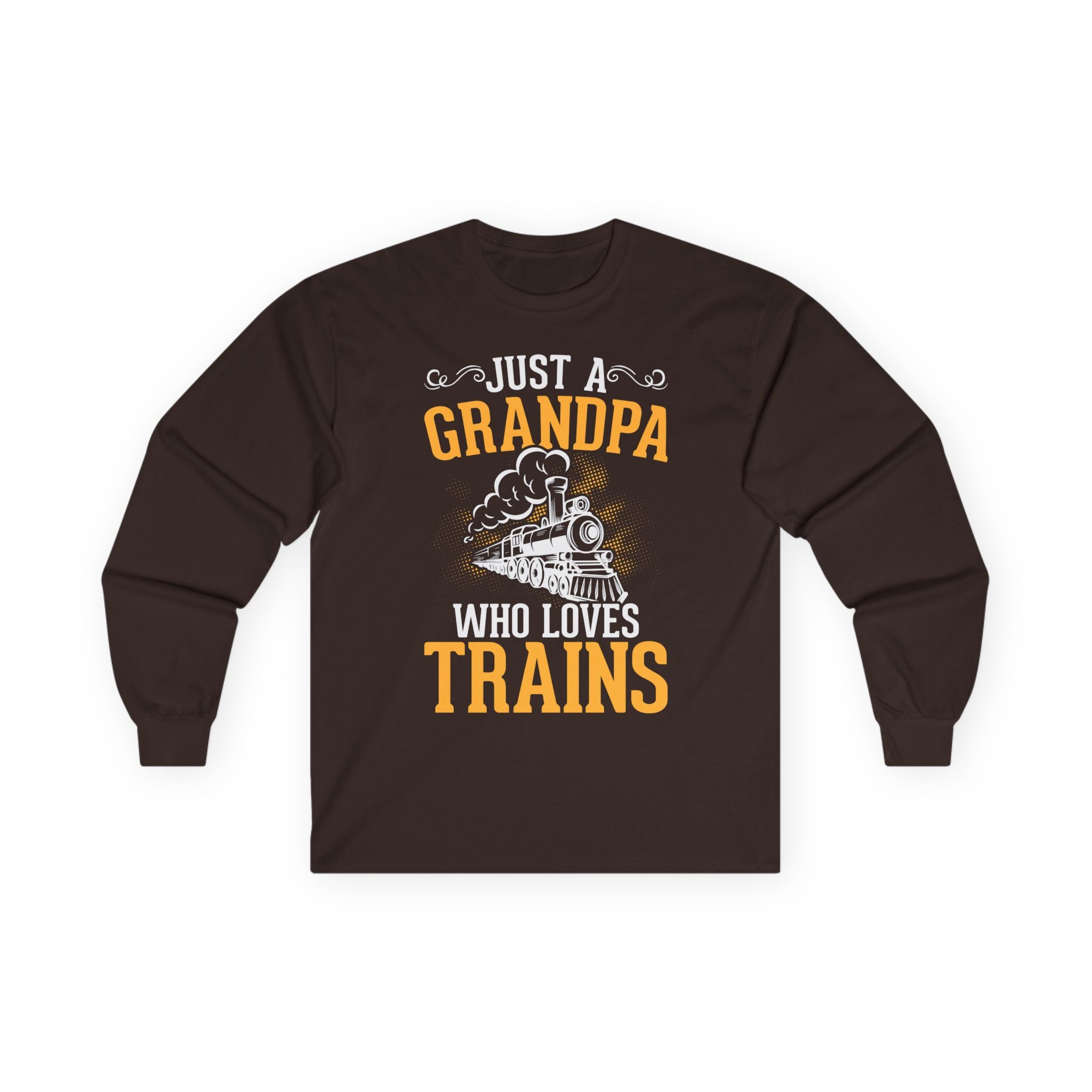 Train Lover Grandpa Cotton Long Sleeve Tee