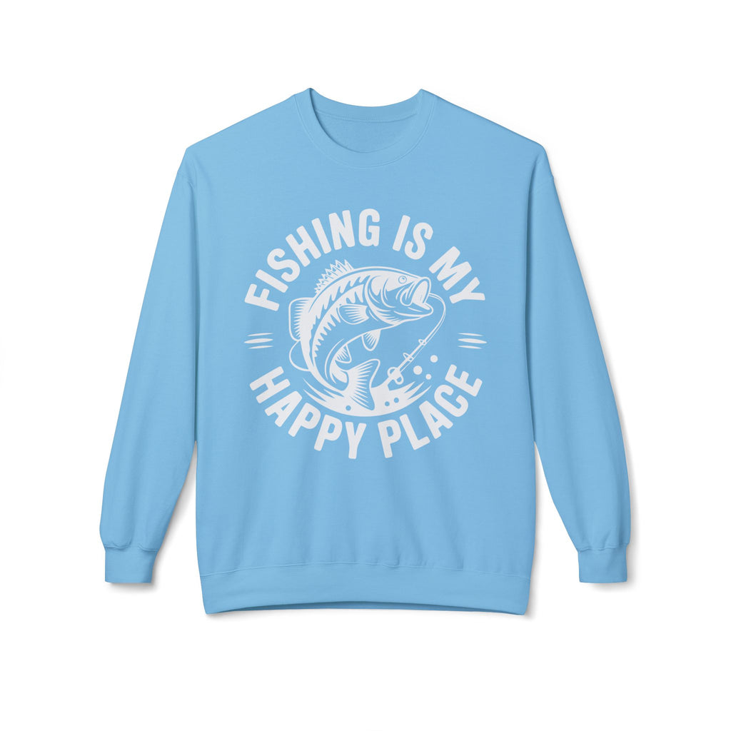 Fishing Is My Happy Place Midweight Softstyle Fleece Crewneck Sweatshirt