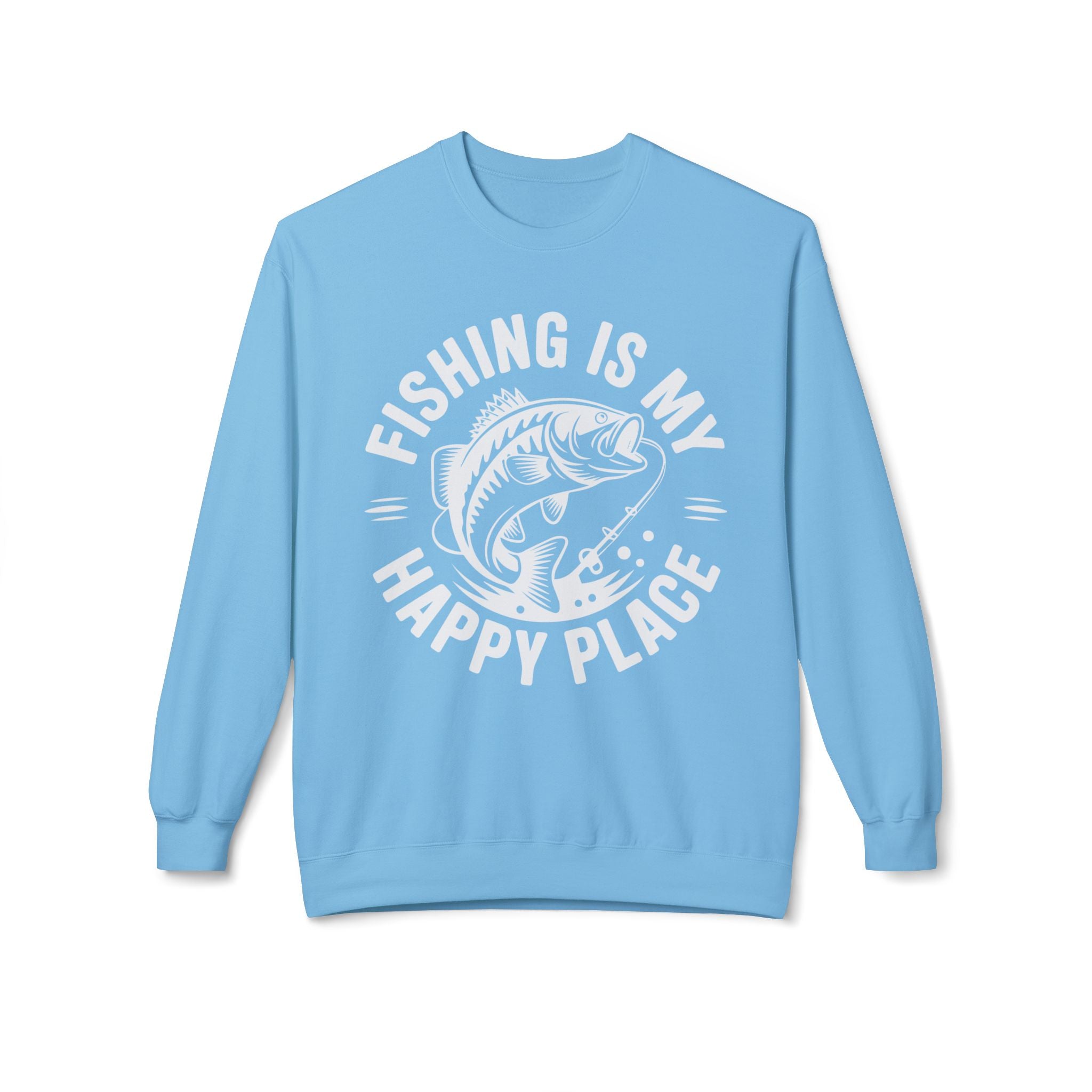 Fishing Is My Happy Place Midweight Softstyle Fleece Crewneck Sweatshirt