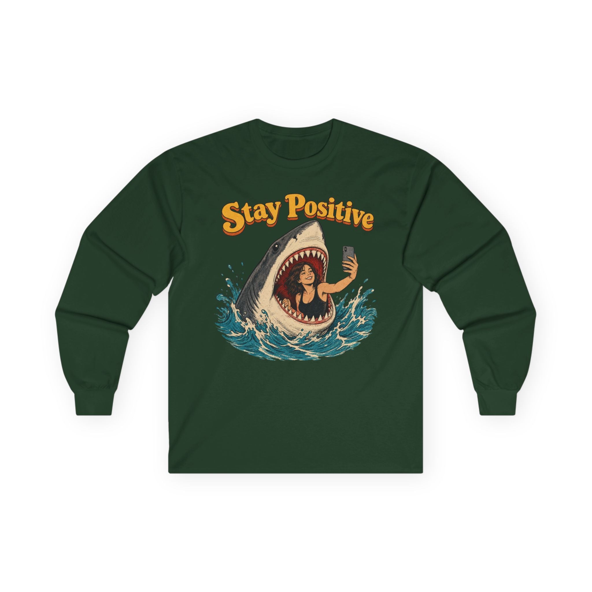 Stay Positive Cotton Long Sleeve Tee