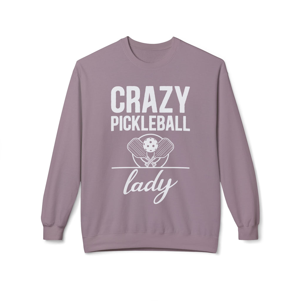 Crazy Pickleball Lady Midweight Softstyle Fleece Crewneck Sweatshirt