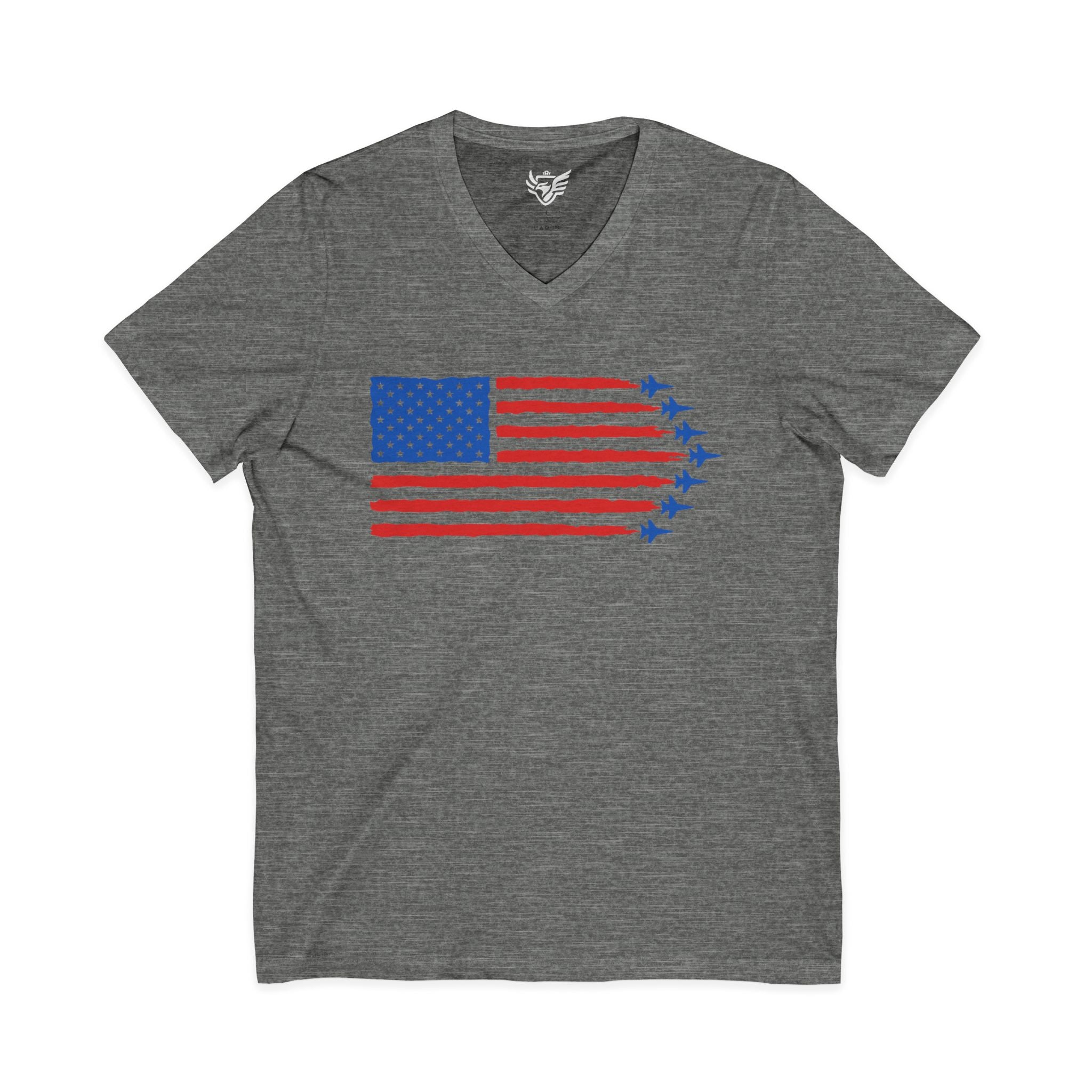 USA Jet Flag Jersey Short Sleeve V-Neck Tee