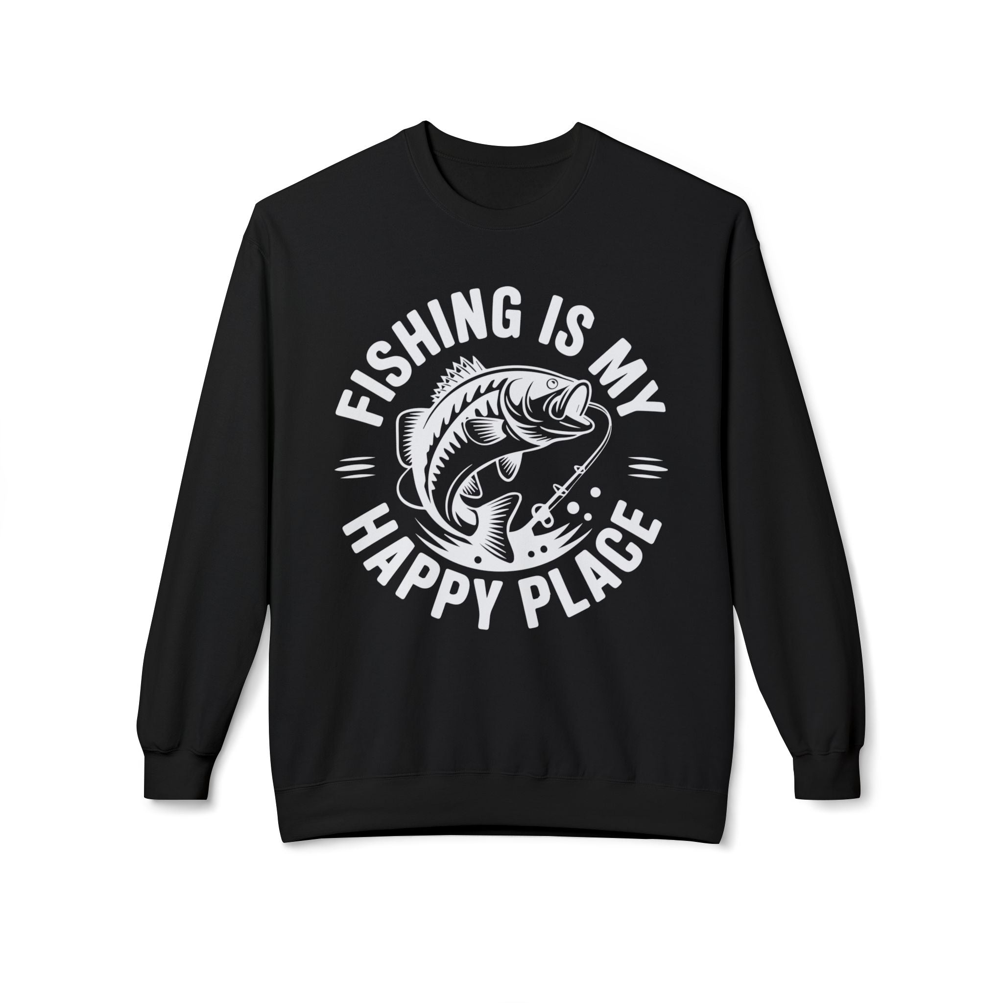 Fishing Is My Happy Place Midweight Softstyle Fleece Crewneck Sweatshirt
