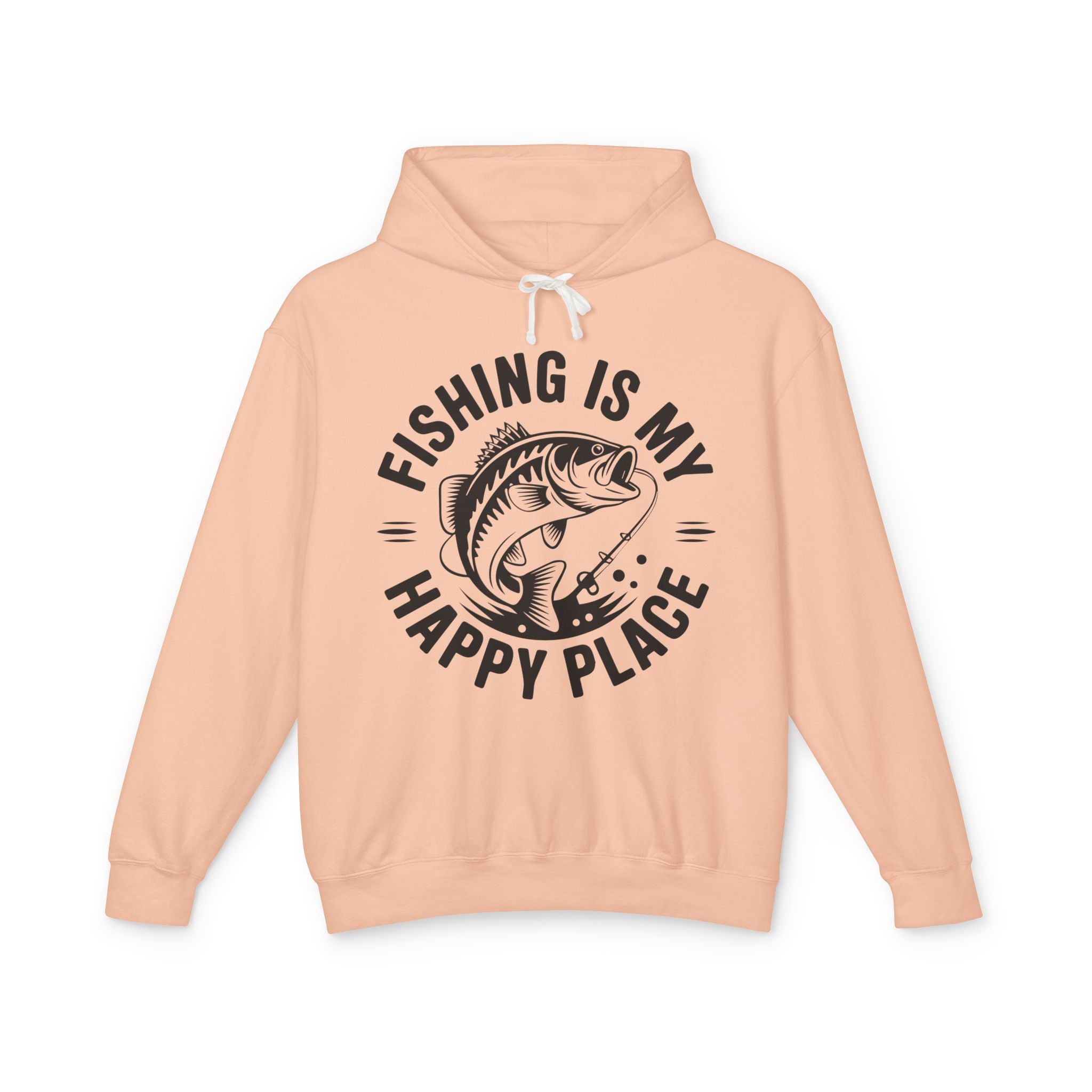 Fishing Is My Happy Place Lightweight Hooded Sweatshirt