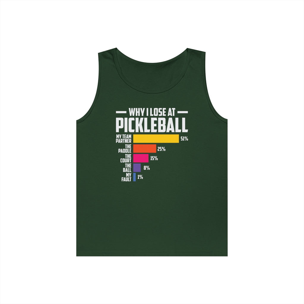 Why I Lose At Pickleball Heavy Cotton Tank Top