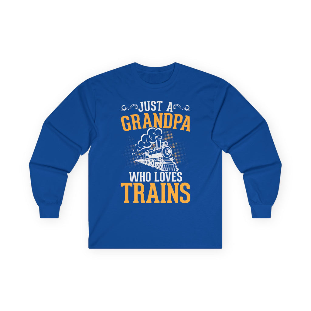 Train Lover Grandpa Cotton Long Sleeve Tee