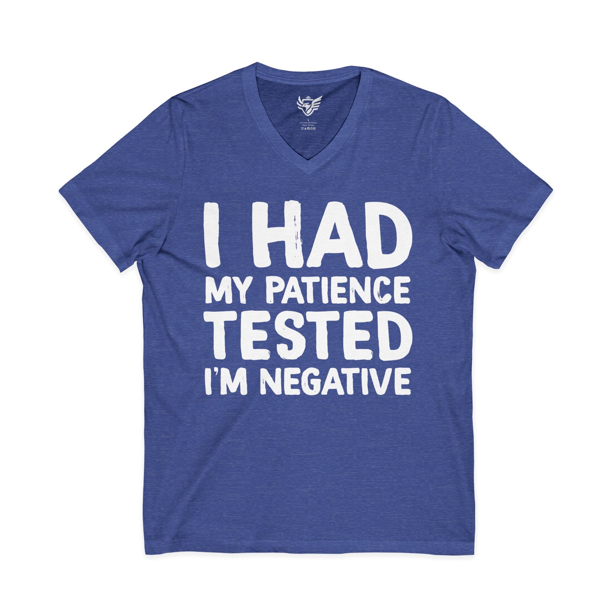 Negative For Patience Jersey Short Sleeve V-Neck Tee