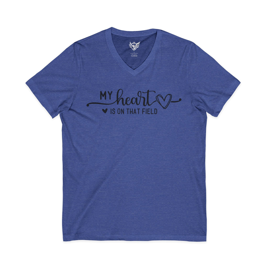 My Heart is on that Field Jersey Short Sleeve V-Neck Tee