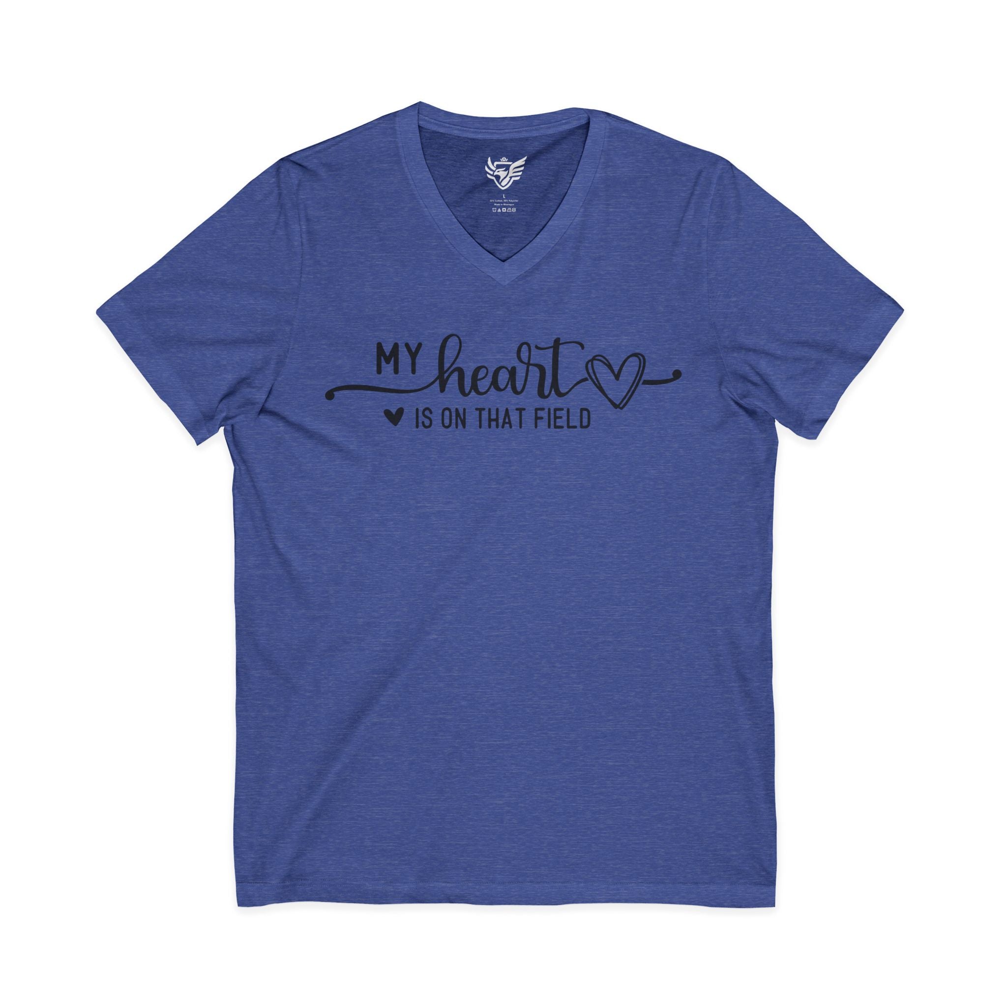 My Heart is on that Field Jersey Short Sleeve V-Neck Tee