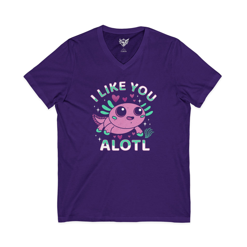 I Like You Alotl Jersey Short Sleeve V-Neck Tee