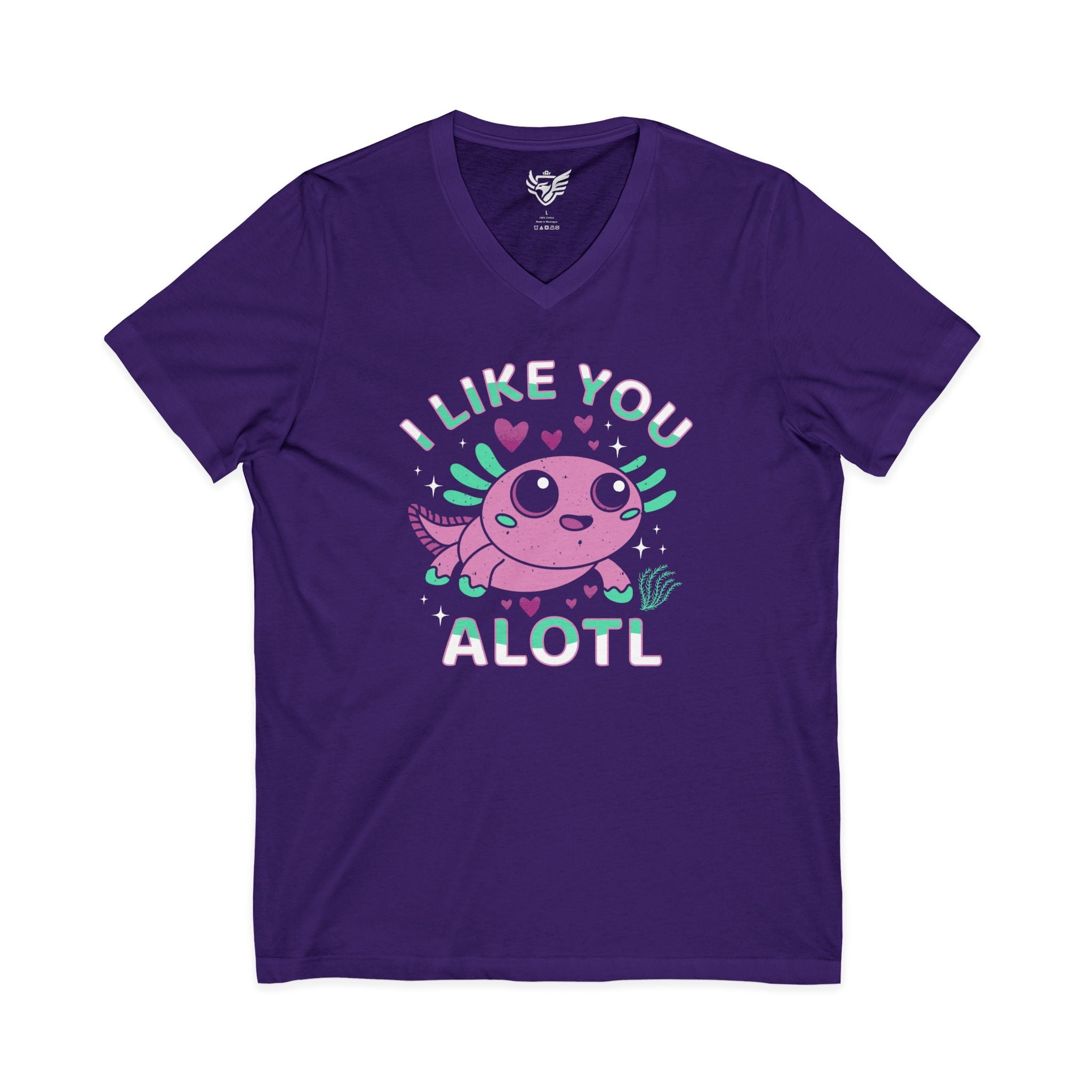 I Like You Alotl Jersey Short Sleeve V-Neck Tee